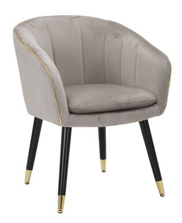 Scaun tapitat cu stofa si picioare din lemn, Paris Gri / Negru / Auriu, l62xA58xH78 cm