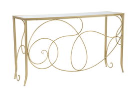 Consola din metal si sticla Art Auriu, l140xA40xH80 cm