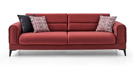 Canapea extensibila tapitata cu stofa, 3 locuri, Penta Quilted Velvet Burgundy, l238xA95xH77 cm