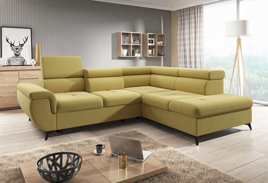 Coltar Extensibil, cu Sezlong pe Dreapta, Lada de Depozitare, Tetiere Reglabile, Monuk L, l271xA222xH80-101 cm