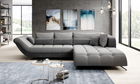 Coltar Extensibil, Sezlong pe Dreapta, Lada de Depozitare, Perne Incluse, Calvindo, l290xA210xH74-84 cm