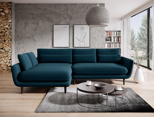 Coltar Extensibil, Sezlong pe Stanga, Lada de Depozitare, Perne Incluse, Solaris, l267xA175xH73-84 cm