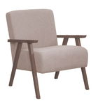 Fotoliu fix tapitat cu stofa si picioare din lemn, Comfort Bej / Truffle, l62xA71xH76 cm