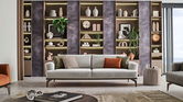 Canapea extensibila tapitata cu stofa, 3 locuri, Piero Velvet Gri Deschis, l240xA97xH83 cm