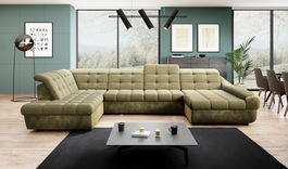 Coltar Extensibil, Sezlong pe Stanga, Lada de Depozitare, Tetiere Reglabile, Infamy XL R1, l365xA216xH81-93 cm