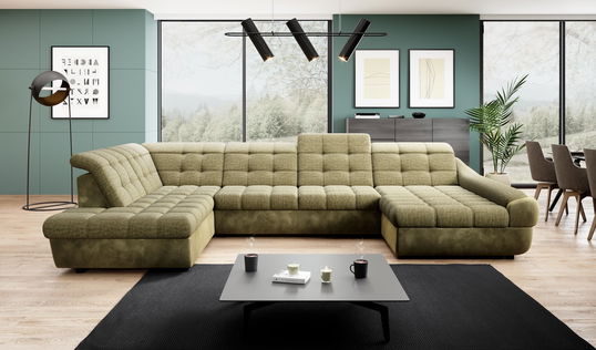Coltar Extensibil, Sezlong pe Stanga, Lada de Depozitare, Tetiere Reglabile, Infamy XL R1, l365xA216xH81-93 cm