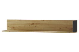 Etajera suspendata din pal, Lucas 35 Stejar Artisan / Negru Mat, l155xA27xH25 cm
