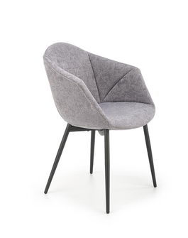 Scaun tapitat cu stofa si picioare metalice, Kai-420 Gri / Negru, l60xA52xH82 cm
