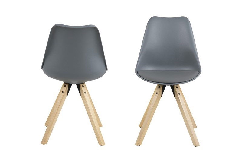Set 2 Scaune tapitate cu piele ecologica Dima Grey/Oak
