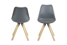 Set 2 Scaune tapitate cu piele ecologica Dima Grey/Oak