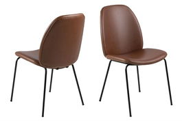 Set 2 Scaune tapitate cu piele ecologica vintage Carmen Brown