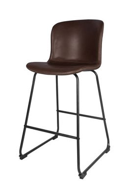 Set 2 scaune de bar tapitate cu piele ecologica si picioare metalice Story Maro / Negru, l50xA55xH106 cm