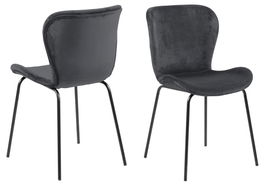Set 2 scaune tapitate cu stofa si picioare metalice Batilda A-1 Velvet Gri Inchis / Negru, l48xA55xH82,5 cm