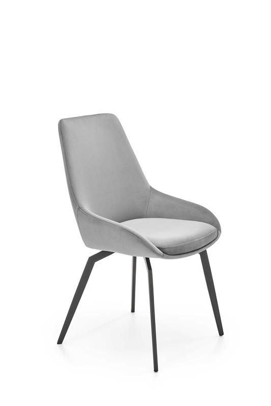 Scaun tapitat cu stofa si picioare metalice, Kai-479 Velvet Gri / Negru, l49xA60xH91 cm