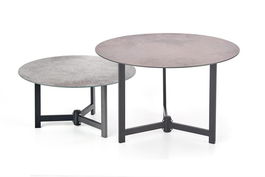 Set 2 mese de cafea din sticla si metal Twinkle Gri, Ø70xH43 / Ø60xH30 cm