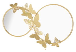 Oglinda decorativa cu rama metalica, Double Farfalle Auriu, l81xH52,5 cm