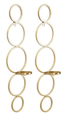 Set 2 suporturi suspendabile pentru lumanari, din metal, Circly Auriu, l14xA10,5xH58,5 cm