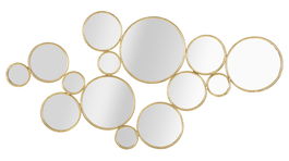 Oglinda decorativa cu rama metalica Mirrors Auriu, l100xH51,5 cm