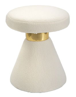 Taburet tapitat cu stofa boucle, Iceland Small Crem / Auriu, Ø42xH51 cm