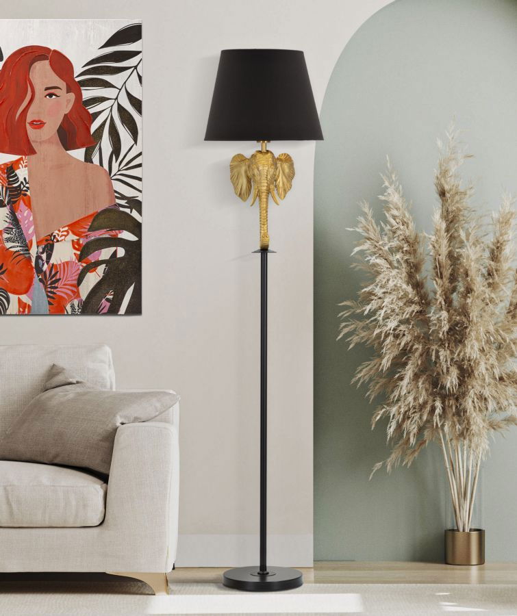 Lampadar Elephant Negru / Auriu, Ø37xH164 cm