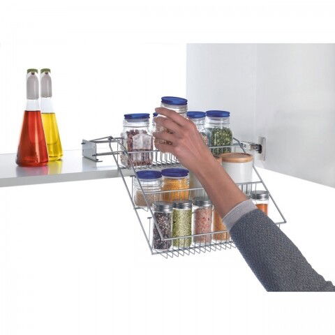 Etajera retractabila Metaltex, 33x28x21 cm, metal/ invelis Polytherm, argintiu