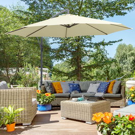 Outsunny umbrela de soare suspendata, din poliester, 3 m, bej | AOSOM RO