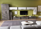 Living Pati 141 - Mobila Sufragerie Gri Beton + Alb
