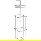 Suport hartie igienica Onda, Metaltex, 14x14x52 cm, metal/invelis din Polytherm, argintiu