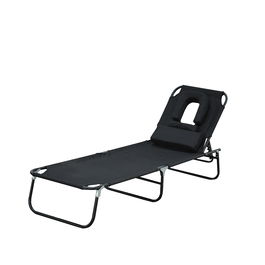 Outsunny sezlong cu decupaj pentru fata,190x56x28 cm, negru | Aosom.ro