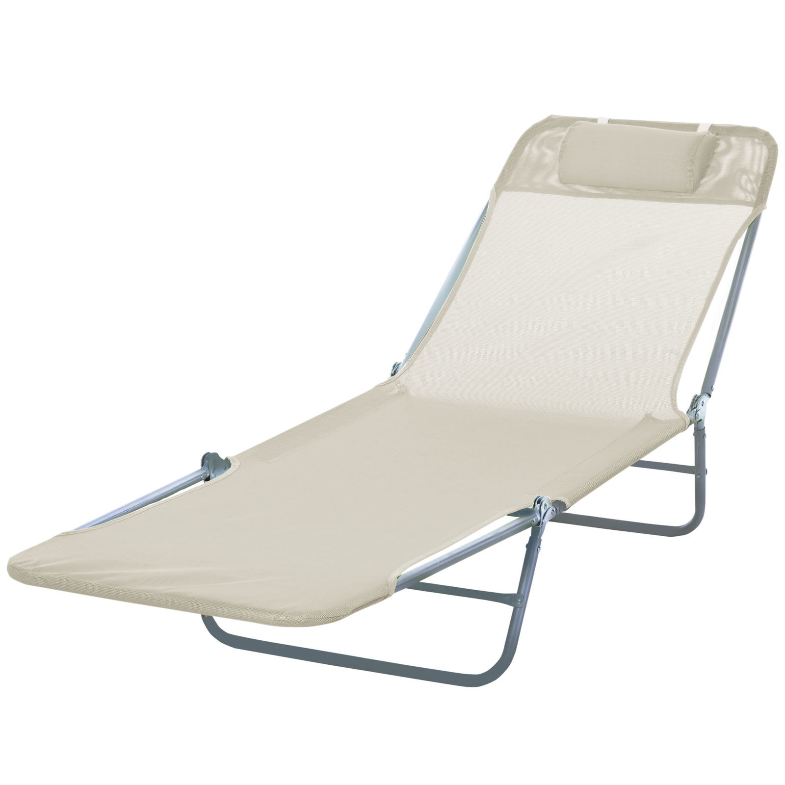 Outsunny Șezlong pentru Grădină Bronzat Pliabil cu Spătar Reclinabil din Textilenă 182 x 56 x 24.5 cm | Aosom.ro