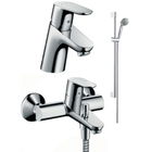 Set baterii 3 in 1 Hansgrohe Focus E2 Confort pentru lavoar, cada si dus cu sistem dus