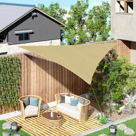 Outsunny Cort Parasolar Triunghiulare din HDPE, Culoarea nisipului, 3x3x3m
