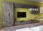 Living Pati 135 - Mobila Sufragerie Gri Beton + Alb