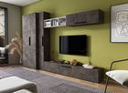 Living Pati 137 - Mobila Sufragerie Gri Beton + Alb