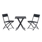 Outsunny Set Mobilier pentru Grădină din Poly Ratan 3buc Set Masă și 2 Scaune pentru Grădină Pliabile Negru 