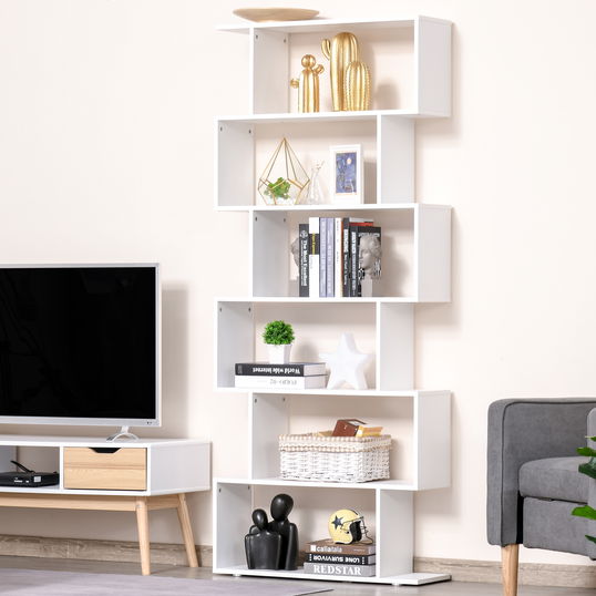 HomCom Biblioteca forma S, din PAL, 80x24x191cm, alba | AOSOM RO