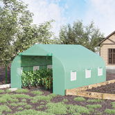 Outsunny, sera cu acoperis inclinat din PE, sera pentru legume, fructe, ierburi, plante 3.5x3x2 m, verde | Aosom Ro