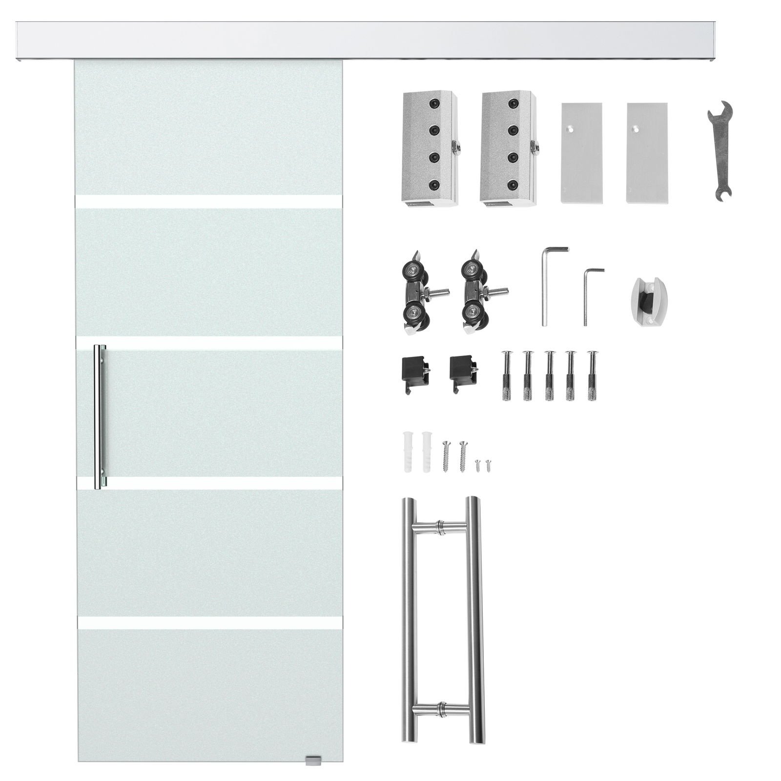 HomCom Usa glisanta din Sticla Temperata Satinata, cu Dungi, 77,5x205cm | Aosom Ro