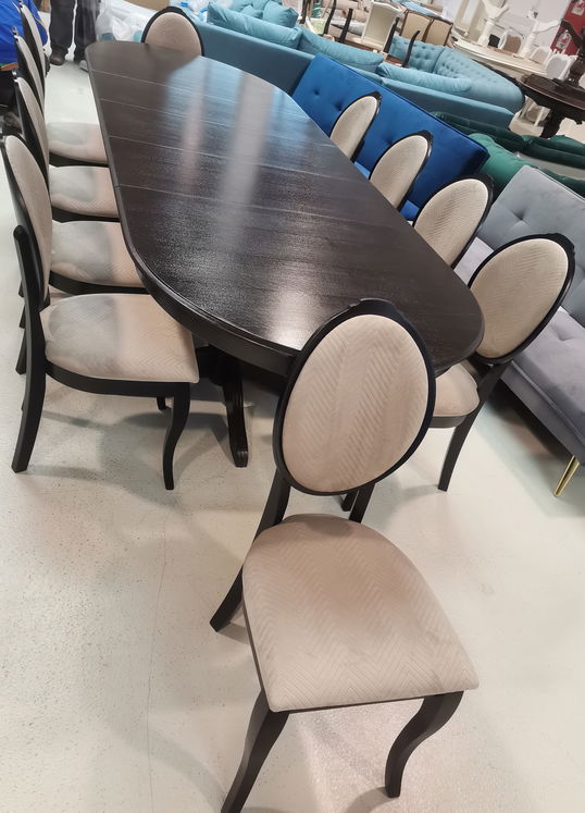 SET LID 19 MASA EXTENSIBILA WENGHE 160/280/83 H + 10 SCAUNE TAPITATE