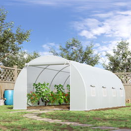 Outsunny  Sera pentru Gradina sera tip Tunel sera pentru Plante, legume, fructe, ierburi din PE și Țevi de Oțel, Albă, 600x300x200cm | AOSOM RO