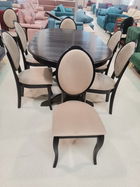SET LID 21 MASA WENGHE 160/280/83 H + 6 SCAUNE LEMN TAPITATE