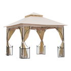 Outsunny pavilion de gradina cu acoperis dublu 3x3m, bej | Aosom Ro