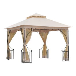 Outsunny pavilion de gradina cu acoperis dublu 3x3m, bej | Aosom Ro