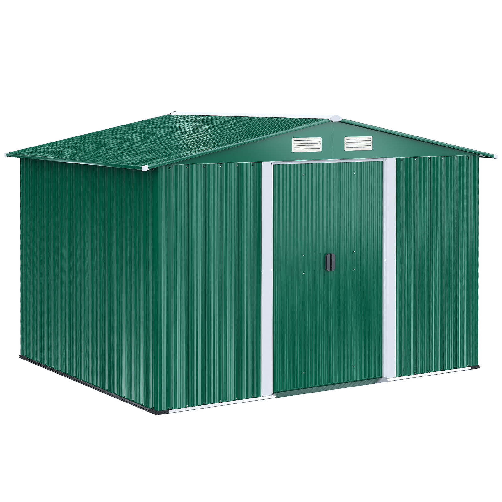 Outsunny Casuta de gradina, sopron pentru Unelte de Grădină din lamieră de Oțel 246 x 192,5 x 177,5cm Verde