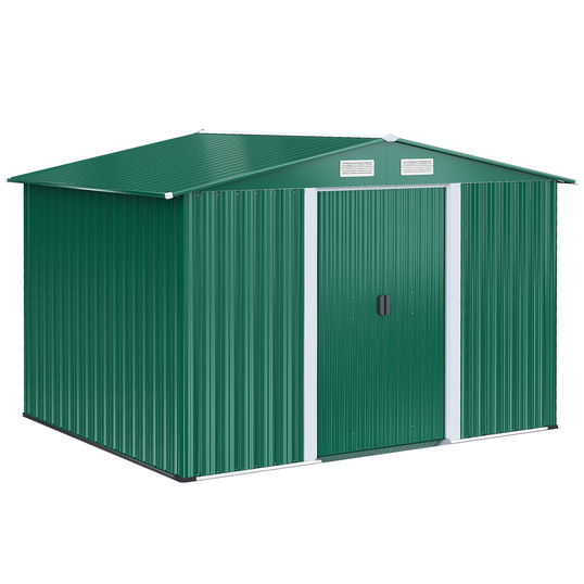 Outsunny Casuta de gradina, sopron pentru Unelte de Grădină din lamieră de Oțel 246 x 192,5 x 177,5cm Verde