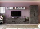 Living Pati 107 - Mobila Sufragerie Gri Beton + Alb