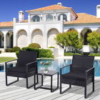 Outsunny Set Mobilier in Rattan de Extern Masa cu 2 Scaune si Perne , Negru | Aosom Ro