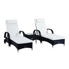 Outsunny Set Mobilier Gradina din Ratan cu Musuta, 2 Sezlon pentru Exterior si Saltele Captusita, 200×73×103cm Culoare Negru | Aosom.ro