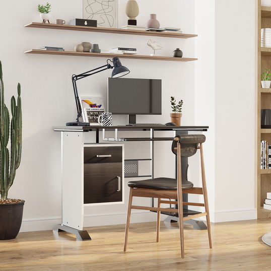 Homcom Birou pentru PC cu Sertare in Lemn, 100x52x75cm, Maro
