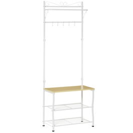 Homcom  Cuier pentru Hol cu Rafturi Dulap pantofi in Metal, Alb